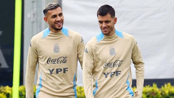 Lo Celso junto a Leandro Paredes en el entrenamiento de Argentina.