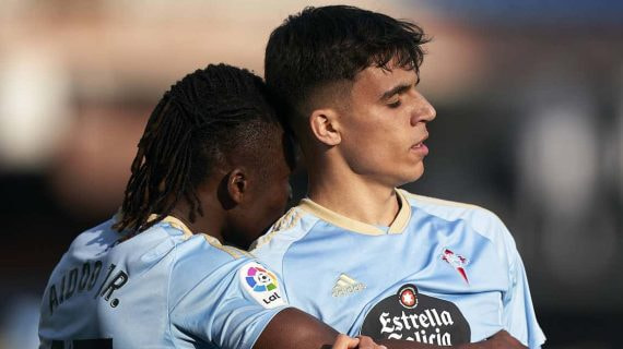 Joseph Aidoo y Gabri Veiga, durante un partido de esta temporada.