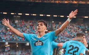 Gabri Veiga celebra un gol con el Celta.
