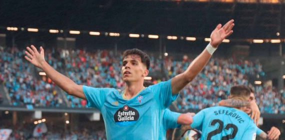 Gabri Veiga celebra un gol con el Celta.