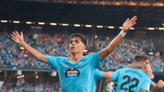 Gabri Veiga celebra un gol con el Celta.