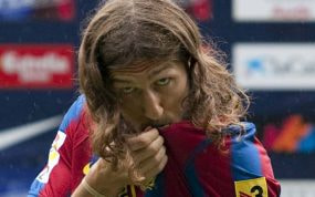 Dmytro Chygrynskiy, durante su presentación por el Barça, en 2009.