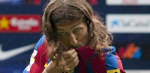 Dmytro Chygrynskiy, durante su presentación por el Barça, en 2009.