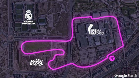 Mapa del trazado del circuito urbano junto a IFEMA Madrid y la Ciudad Deportiva del Real Madrid