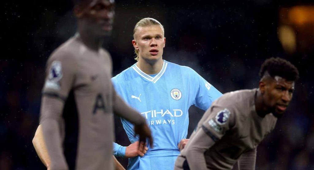 Erling Haaland, durante el Manchester City-Tottenham.