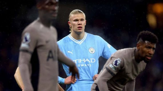 Erling Haaland, durante el Manchester City-Tottenham.
