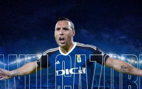 Montaje que ha hecho el Real Oviedo para anunciar el fichaje de Cazorla.