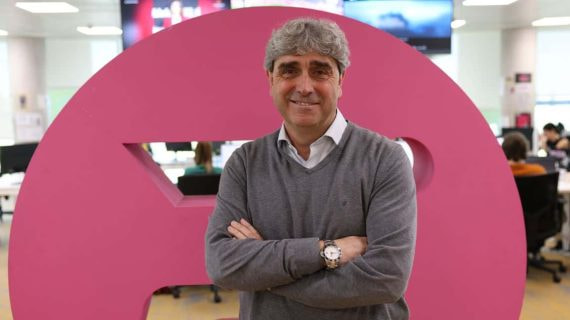 Txema Indias, en su visita a la redacción de Relevo la pasada temporada.