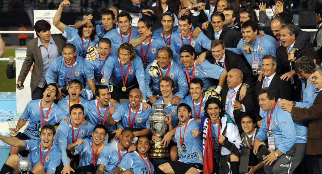 Uruguay celebra la Copa América ganada en 2011.