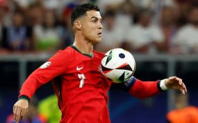 Cristiano Ronaldo durante un partido con Portugal.