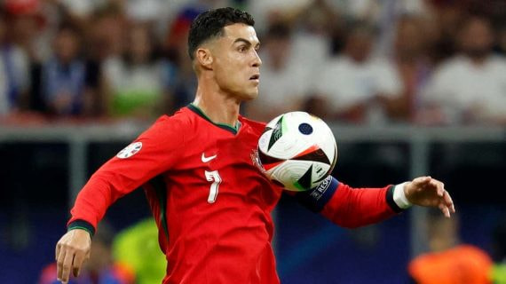Cristiano Ronaldo durante un partido con Portugal.
