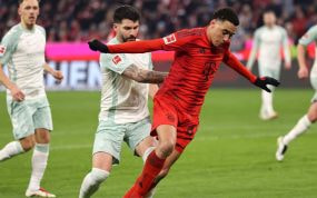 Musiala en un partido con el Bayern de Múnich.