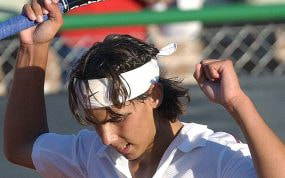 Rafael Nadal celebra un triunfo en el Campeonato de España de 2003 celebrado en Majadahonda.