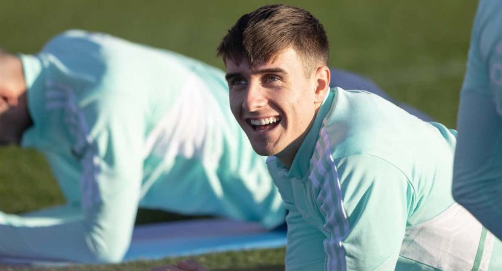 Fresneda, en un entrenamiento con el Real Valladolid.