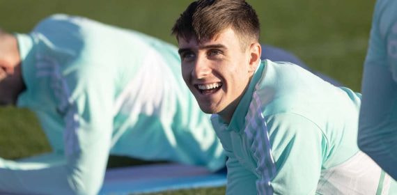 Fresneda, en un entrenamiento con el Real Valladolid.