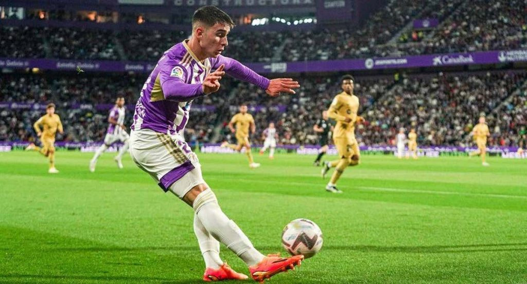 Fresneda, en un partido ante el Barça en el José Zorrilla.