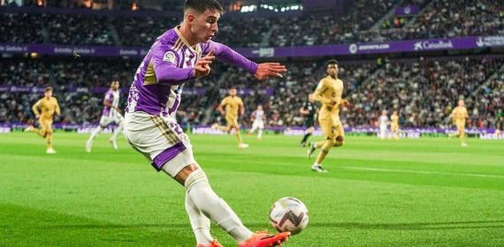 Fresneda, en un partido ante el Barça en el José Zorrilla.