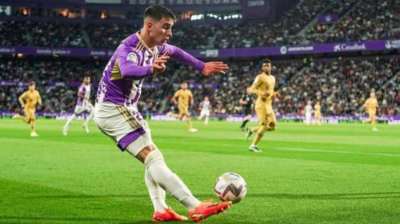 Fresneda, en un partido ante el Barça en el José Zorrilla.