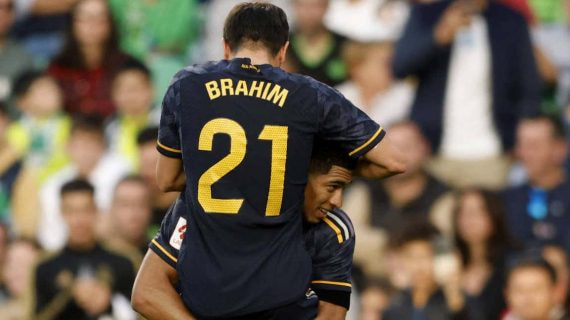Brahim y Bellingham, ante el Betis.