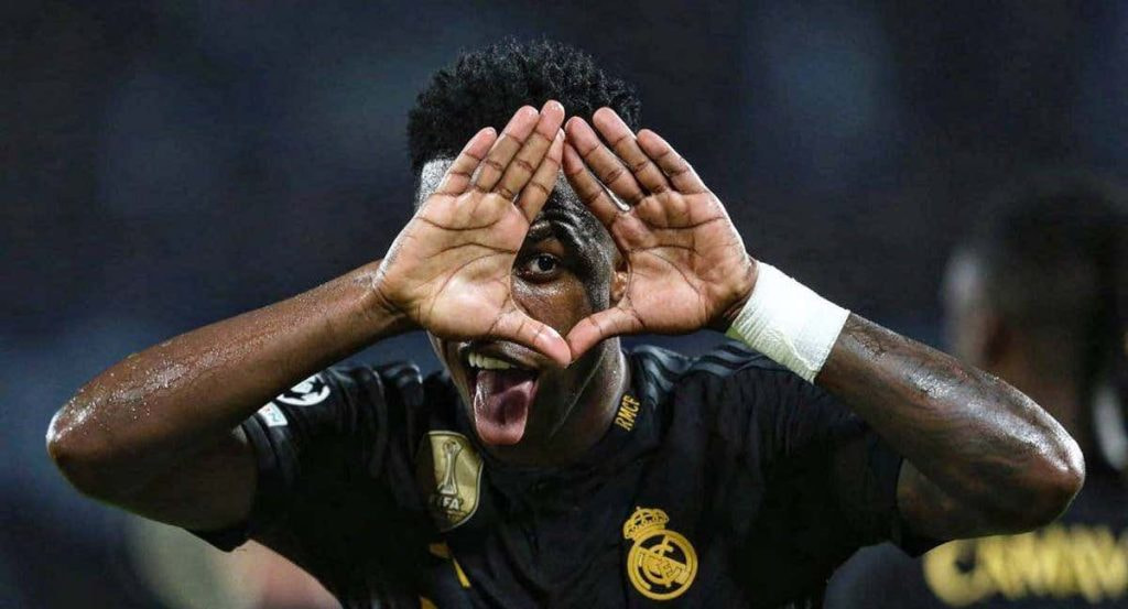 Vinicius, durante un partido del Real Madrid en Champions.
