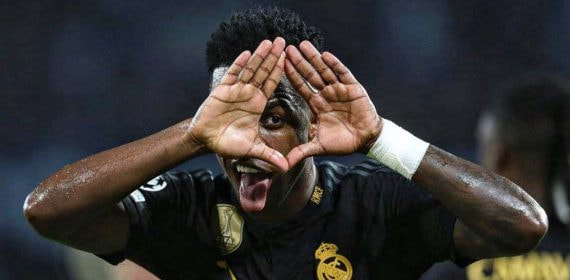 Vinicius, durante un partido del Real Madrid en Champions.