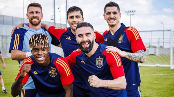 Los internacionales, en un entrenamiento.