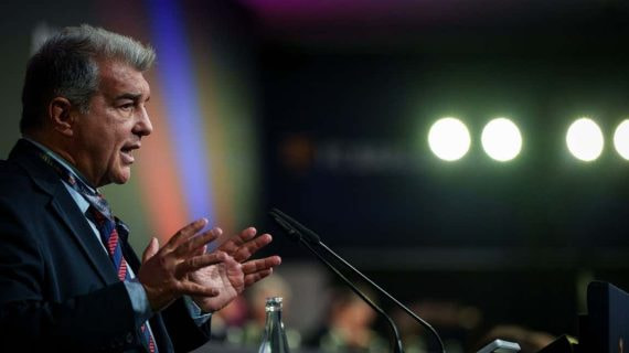 Joan Laporta en la última Asamblea de Compromisarios.