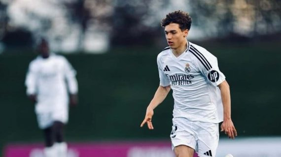 Thiago Pitarch, durante un partido con las categorías inferiores del Real Madrid.