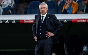 Carlo Ancelotti, en el banquillo del Bernabéu.