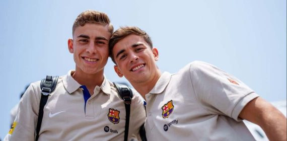 Fermín y Gavi en un viaje con el Barça.