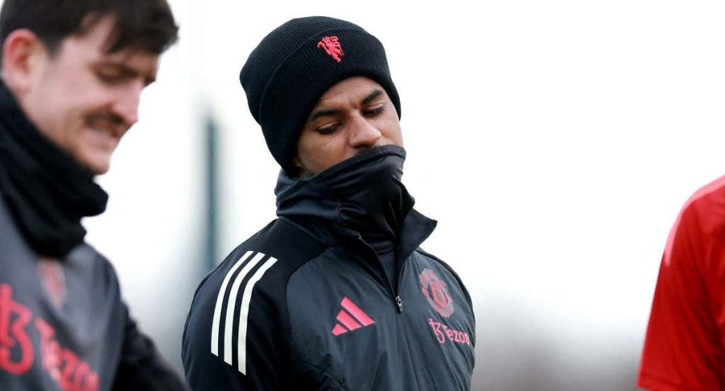 Rashford, entrenando con el United.