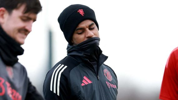 Rashford, entrenando con el United.