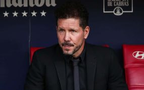 Simeone en un partido con el Atlético de Madrid.