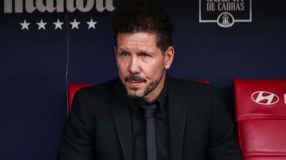 Simeone en un partido con el Atlético de Madrid.