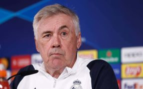 Carlo Ancelotti, en una rueda de prensa con el Real Madrid.