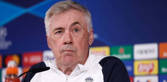 Carlo Ancelotti, en una rueda de prensa con el Real Madrid.