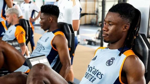 Camavinga, en el gimnasio.