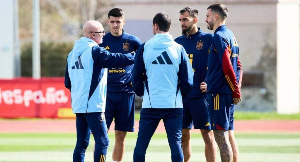 De la Fuente, en el entrenamiento de este lunes.