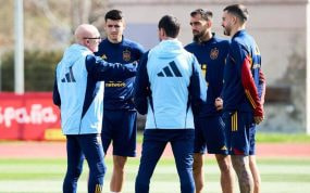 De la Fuente, en el entrenamiento de este lunes.