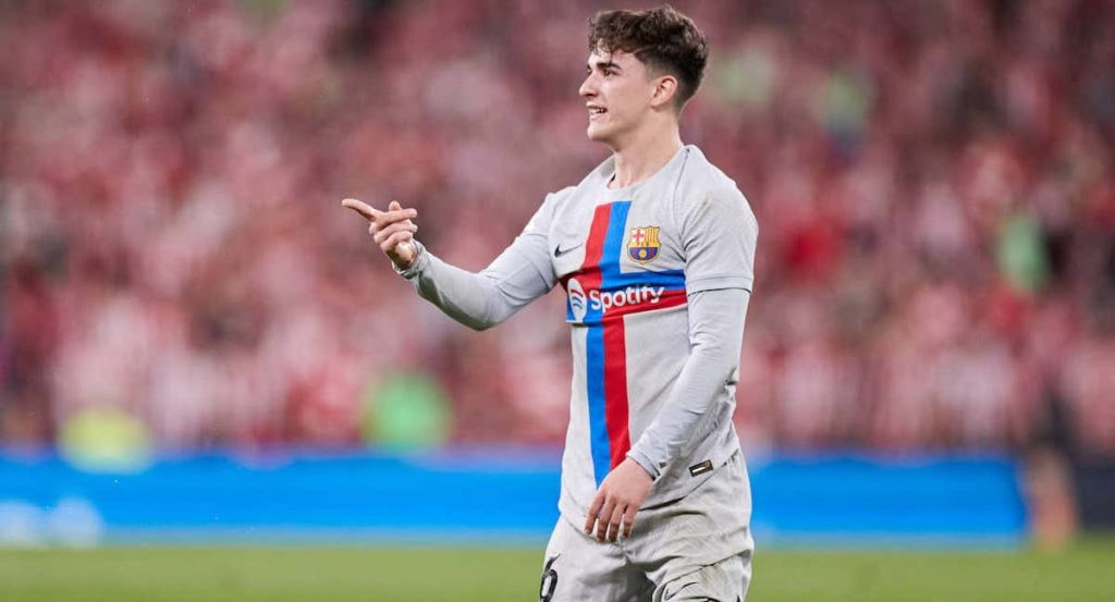 El jugador del Barcelona, Gavi, durante un partido de la presenta temporada.