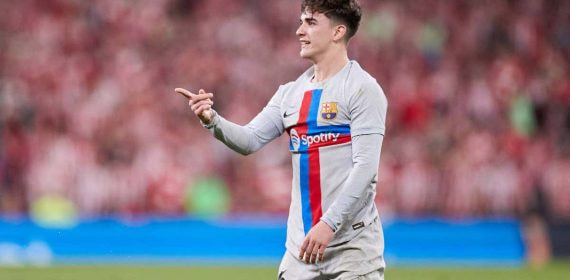 El jugador del Barcelona, Gavi, durante un partido de la presenta temporada.