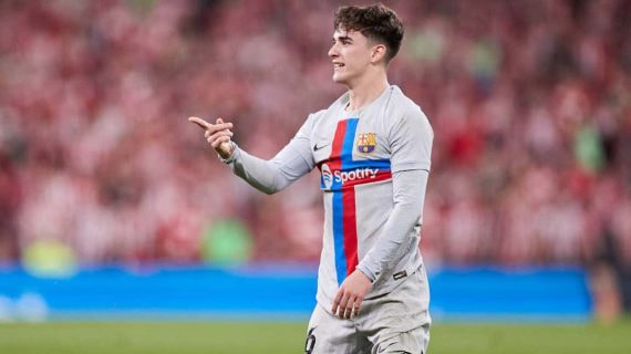 El jugador del Barcelona, Gavi, durante un partido de la presenta temporada.