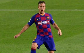 Arthur Melo, en un partido con el Barça.