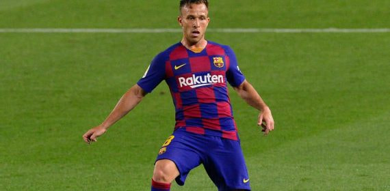 Arthur Melo, en un partido con el Barça.