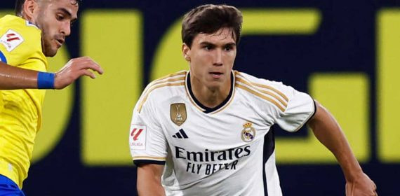 Gonzalo, durante su debut en el Cádiz - Real Madrid.