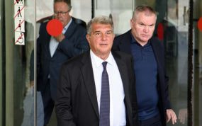 Joan Laporta, saliendo de los juzgados el pasado enero.