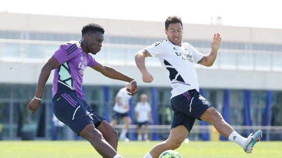 Hazard, en el entrenamiento de esta mañana.