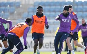 Elyaz Zidane, en el entrenamiento del Real Madrid.