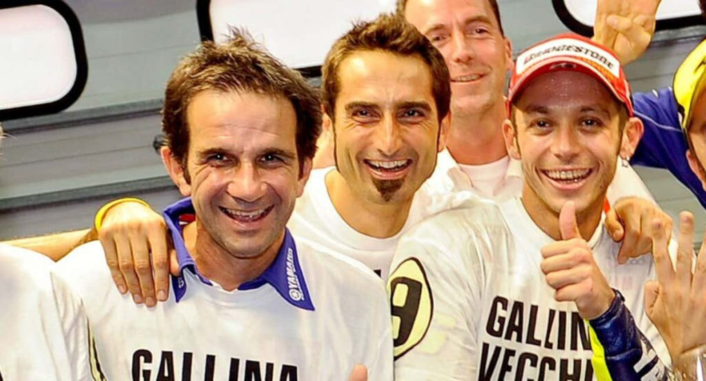 Davide Brivio y Valentino Rossi en la celebración de su noveno título.