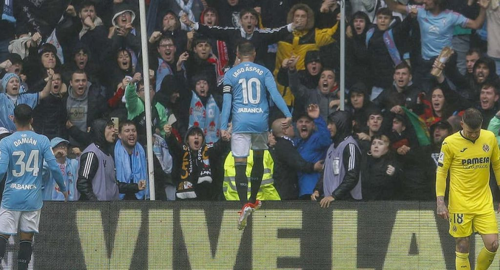 Iago Aspas celebra un gol con el Celta.